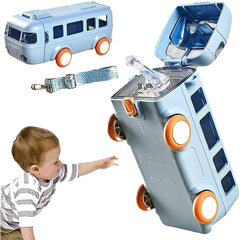 Kids Bus-Shaped Water Bottle with Strap – 500 ml Leakproof Sipper Bottle for School, Travel & Outdoor Use (Blue)