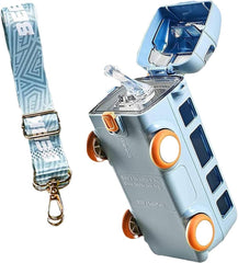 Kids Bus-Shaped Water Bottle with Strap – 500 ml Leakproof Sipper Bottle for School, Travel & Outdoor Use (Blue)