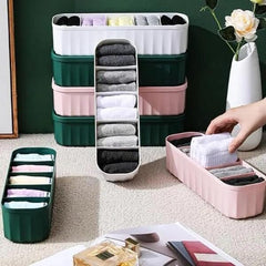 4 Pcs Drawer Sock Organizer Box – Sturdy Closet Storage for Underwear, Bras & Socks