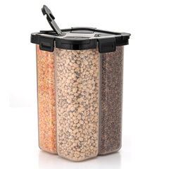 4 Section Container Jar kitchen accessories items, kitchen organizer & Containers, Kitchen Storage Box & kitchen food container (Pack Of 1, Black)(Plastic)