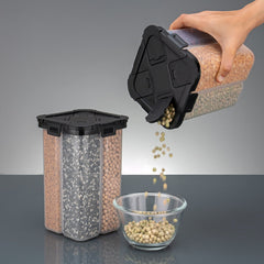 4 Section Container Jar kitchen accessories items, kitchen organizer & Containers, Kitchen Storage Box & kitchen food container (Pack Of 1, Black)(Plastic)