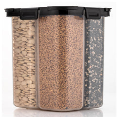 4 Section Container Jar kitchen accessories items, kitchen organizer & Containers, Kitchen Storage Box & kitchen food container (Pack Of 1, Black)(Plastic)