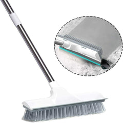 2‑in‑1 Tile & Grout Cleaning Brush – Stiff Bristles with Rubber Squeegee, Long Handle