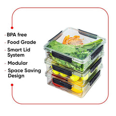 Plastic Fridge Container – Airtight Food Storage Box for Refrigerator & Freezer ( 2000 ml ) ( Pack Of 3