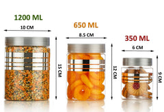 Storage Container Set – 1200 ml, 650 ml, 350 ml | Airtight Plastic Food Jars | BPA-Free, Stackable, Transparent Kitchen Organizers