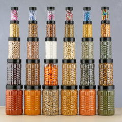 Plastic Grocery Container Set – 250/350/650/1200/2000 ml Airtight Storage Boxes Black ( Pack Of 30 )