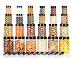 Plastic Grocery Container Set of 24 for Kitchen Storage – 1210 ml, 650 ml, 350 ml, 250 ml | Airtight Food Storage Jars | BPA-Free, Stackable, Transparent Boxes