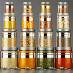 Kitchen Container Set – 1200 ml, 650 ml, 350 ml, 250 ml | Airtight Plastic Jars | Stackable & BPA-Free Storage
