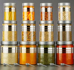 Plastic Grocery Container Set – Pack of 24 (250 ml | 350 ml | 650 ml | 1200 ml) – Airtight Food Storage Jars for Kitchen & Pantry