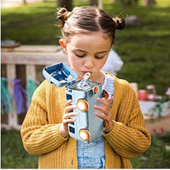 Kids Bus-Shaped Water Bottle with Strap – 500 ml Leakproof Sipper Bottle for School, Travel & Outdoor Use (Blue)