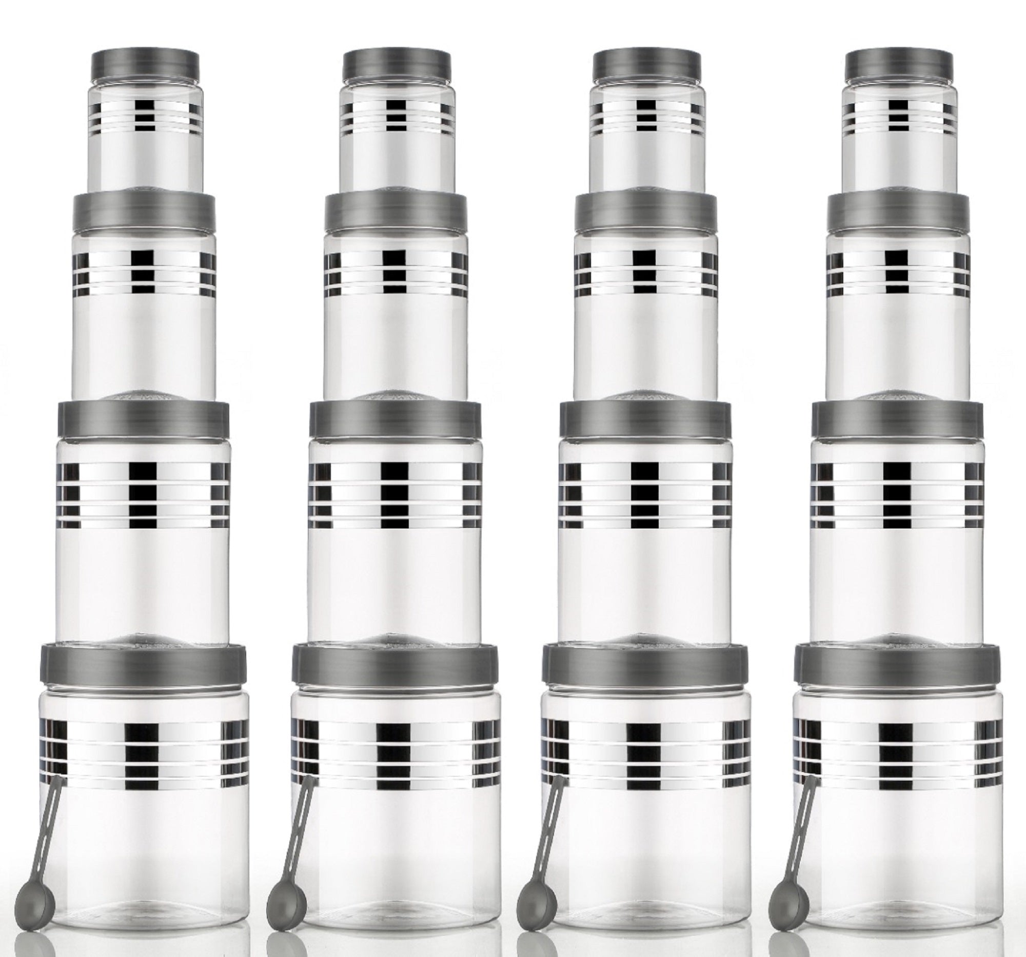 Kitchen Container Set – 1200 ml, 650 ml, 350 ml, 250 ml | Airtight Plastic Jars | Stackable & BPA-Free Storage