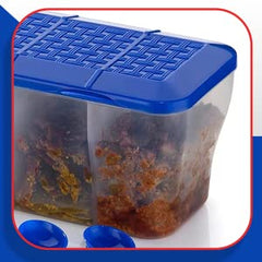 Multipurpose 4-in-1 Masala Box – Transparent Spice Container with Compartment Lids for Kitchen Storage