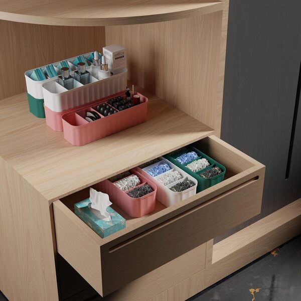 4 Pcs Drawer Sock Organizer Box – Sturdy Closet Storage for Underwear, Bras & Socks