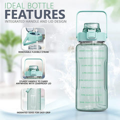 2L Motivational Water Bottle – BPA-Free Gym Bottle with Time Marker & Leakproof Lid for Fitness, Sports & Daily Hydration