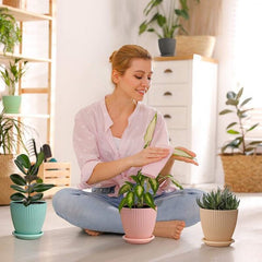 Plastic Garden Flower Pots with Tray – Set of 6 Multicolor Round Planters for Indoor & Outdoor Plants