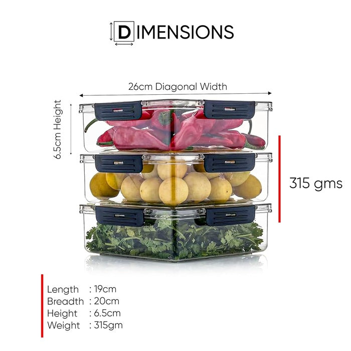 Plastic Fridge Container – Airtight Food Storage Box for Refrigerator & Freezer ( 2000 ml ) ( Pack Of 3