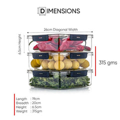 Plastic Fridge Container – Airtight Food Storage Box for Refrigerator & Freezer ( 2000 ml ) ( Pack Of 3