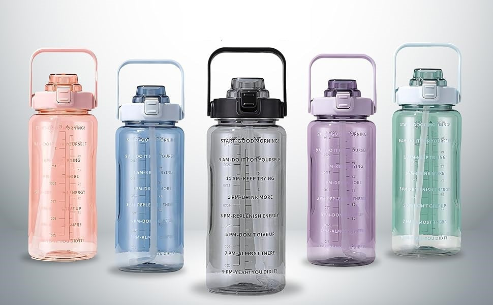 2L Motivational Water Bottle – BPA-Free Gym Bottle with Time Marker & Leakproof Lid for Fitness, Sports & Daily Hydration