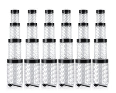 Plastic Grocery Container Set of 24 for Kitchen Storage – 1210 ml, 650 ml, 350 ml, 250 ml | Airtight Food Storage Jars | BPA-Free, Stackable, Transparent Boxes