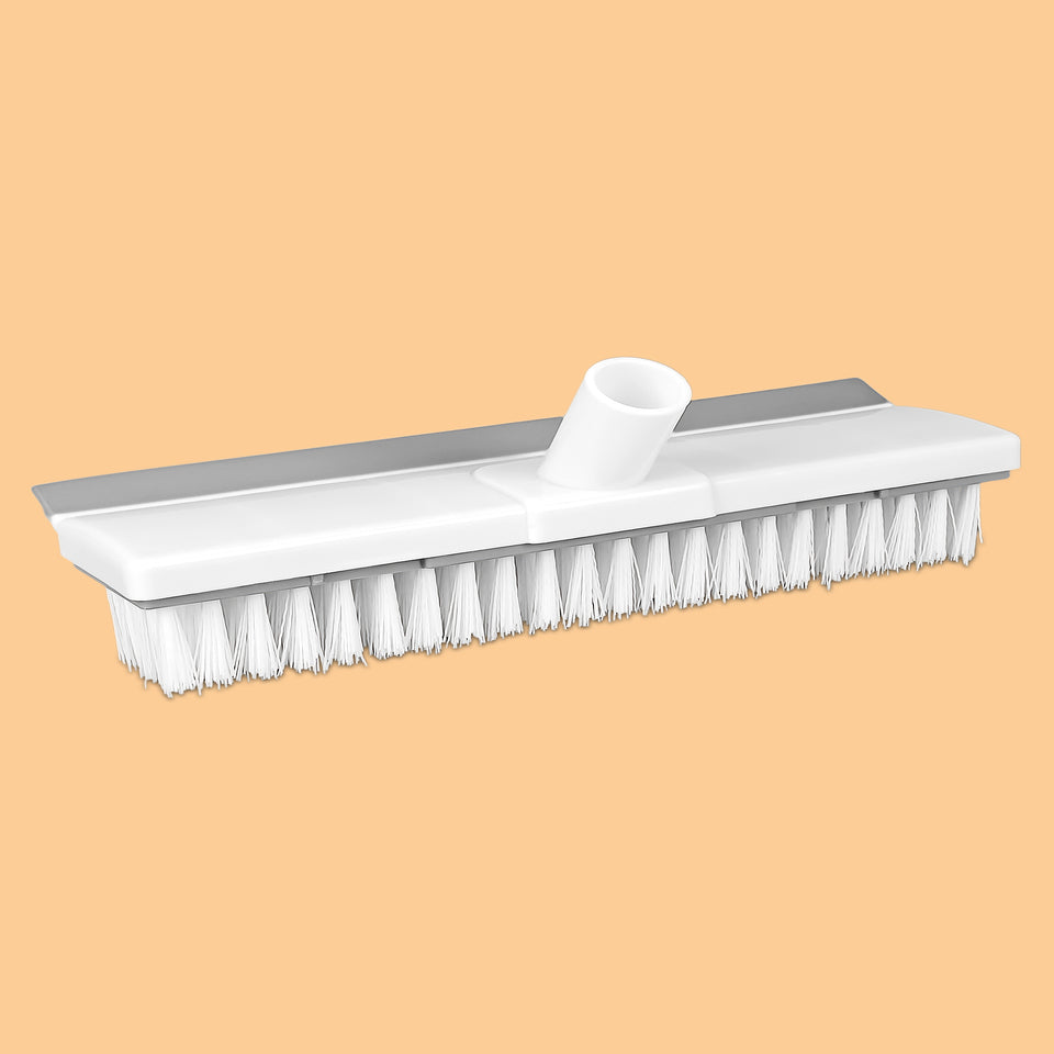 2‑in‑1 Tile & Grout Cleaning Brush – Stiff Bristles with Rubber Squeegee, Long Handle