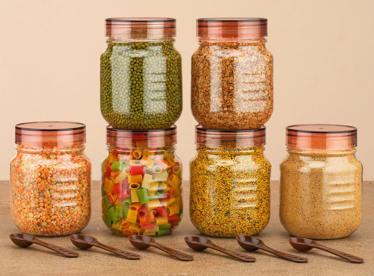 Plastic Grocery Storage Container – 750 ml Airtight Food Jar | BPA-Free, Transparent & Stackable Kitchen & Pantry Box