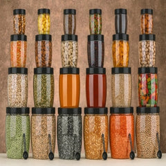 Plastic Grocery Container Set – Pack of 24 (250 ml | 350 ml | 650 ml | 1250 ml) – Airtight BPA‑Free Food Storage Jars